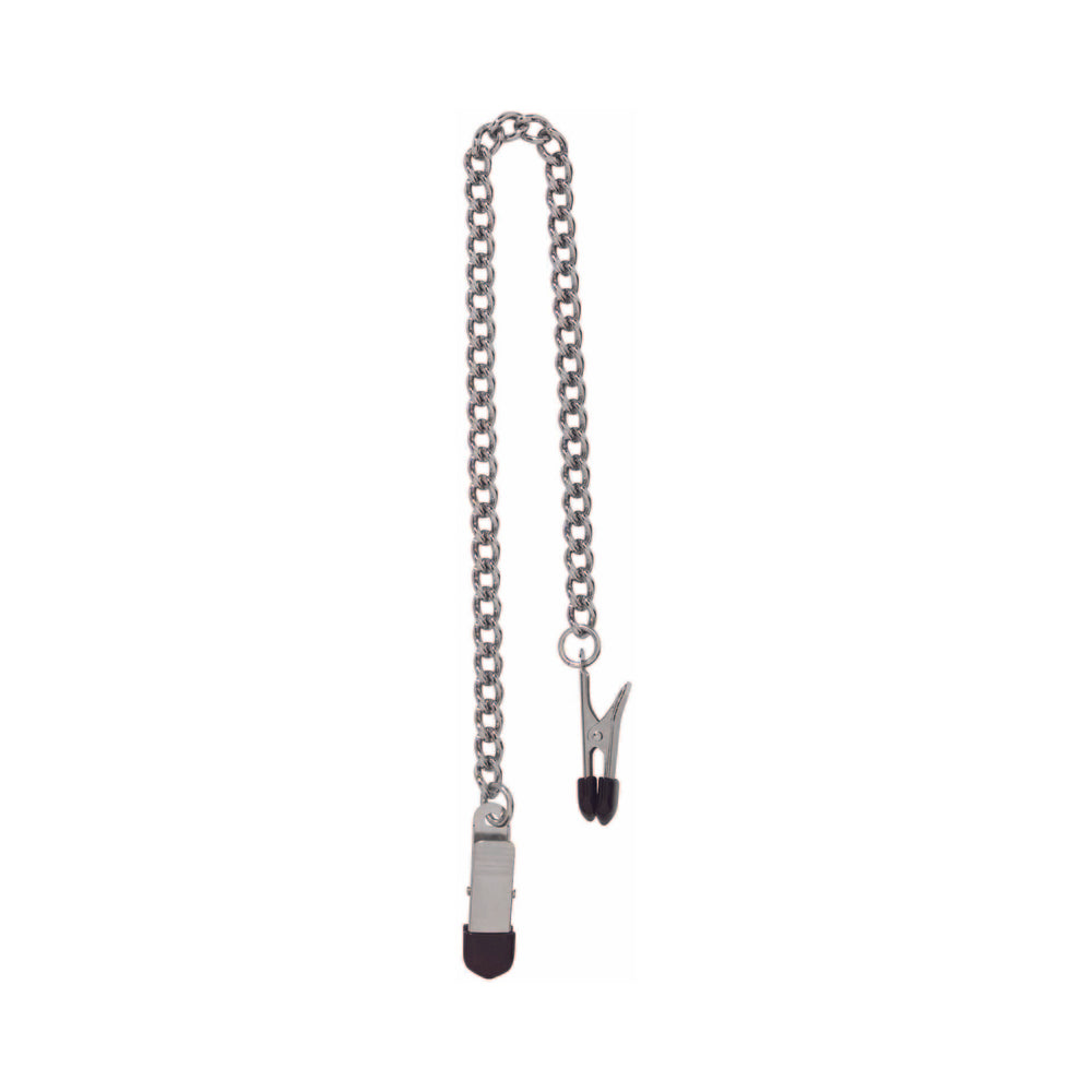Spartacus Endurance Nipple Clamps With Curbed Chain Rubber Tipped