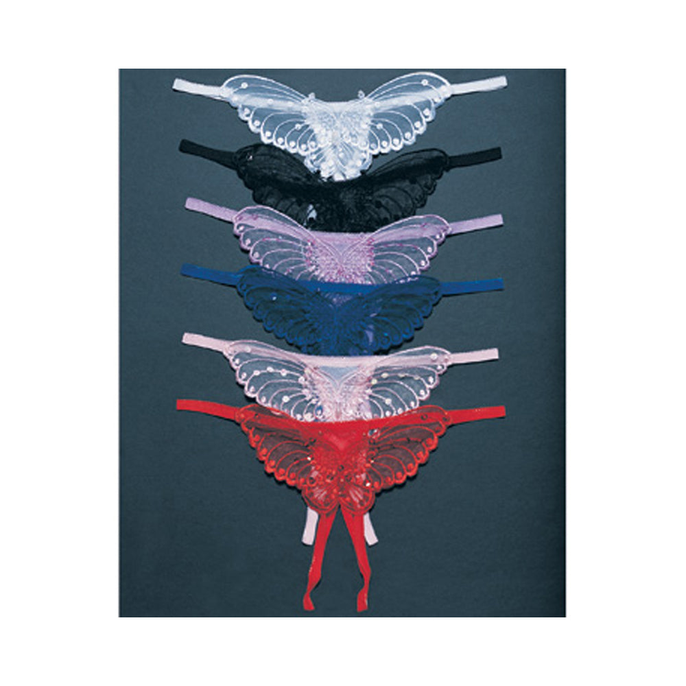 Butterfly Crotchless Panty W/pearl Sequin Detail Plus Size Assorted 12pk