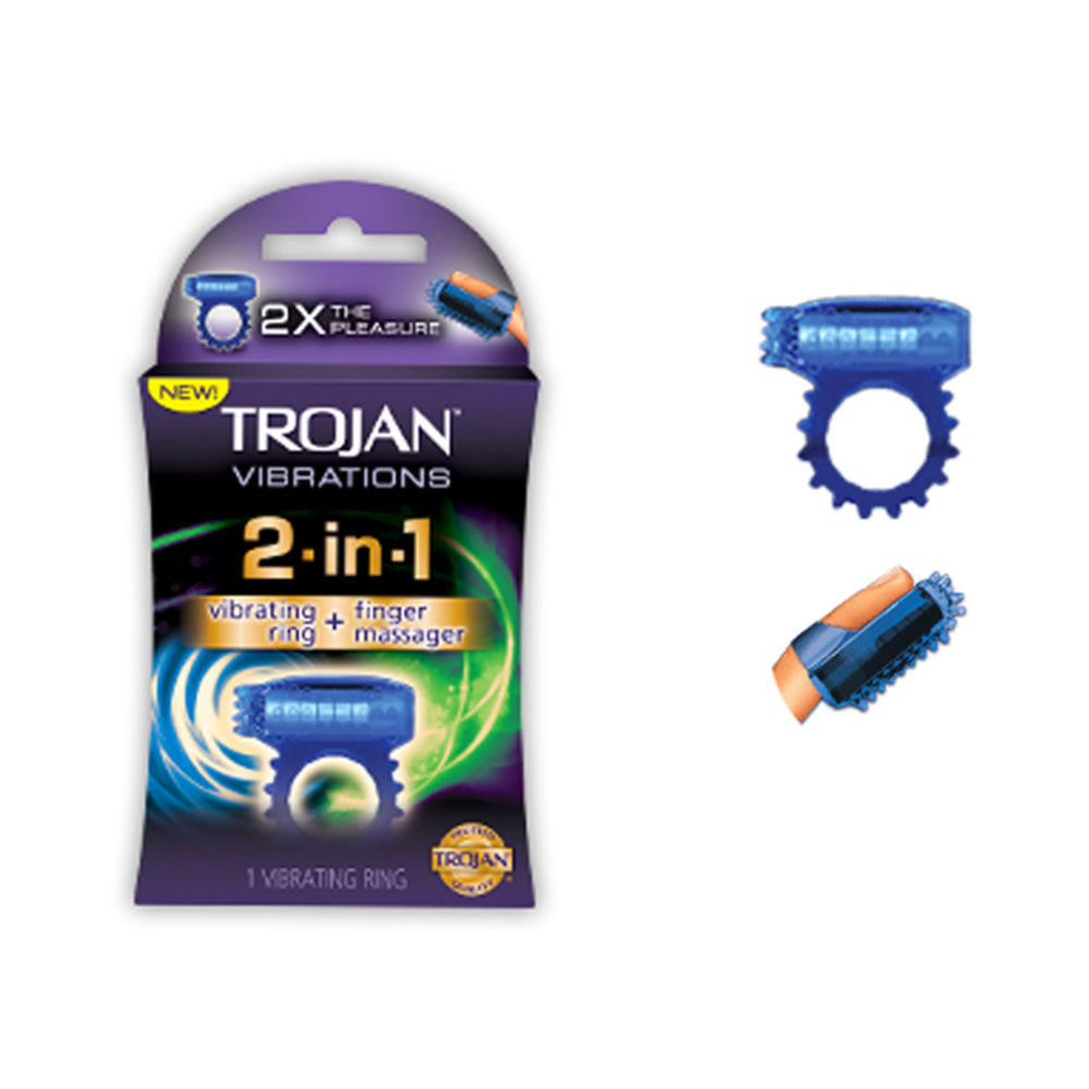 Trojan 2-in-1 Vibrating Ring + Finger Massager