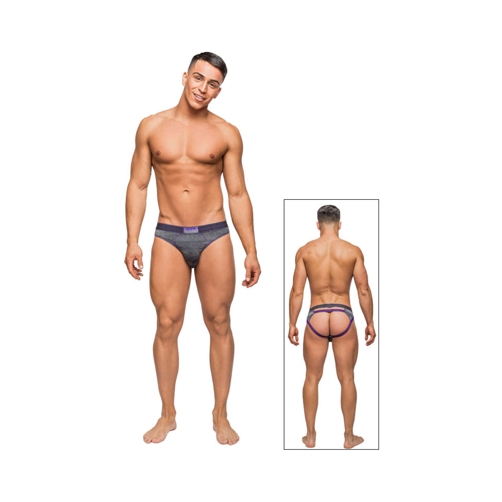 Male Power Heather Haze Cutout Thong Grey Lx