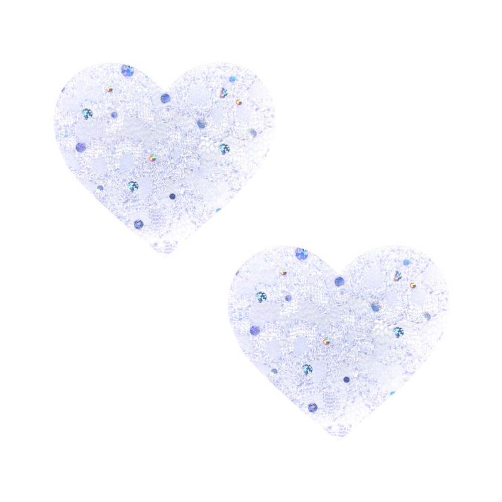 Neva Nude Pasty Heart Sequin Lace White