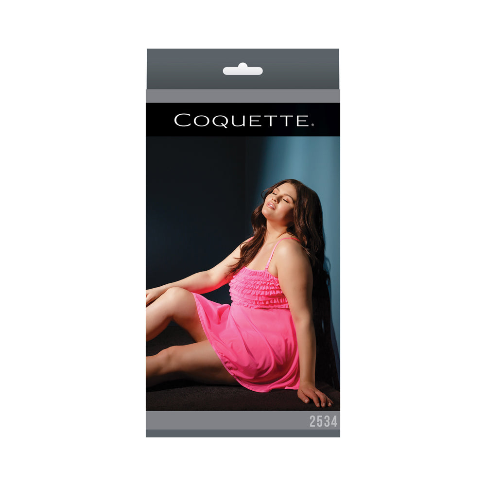 Ruffle Baby Doll Neon Pink Xl