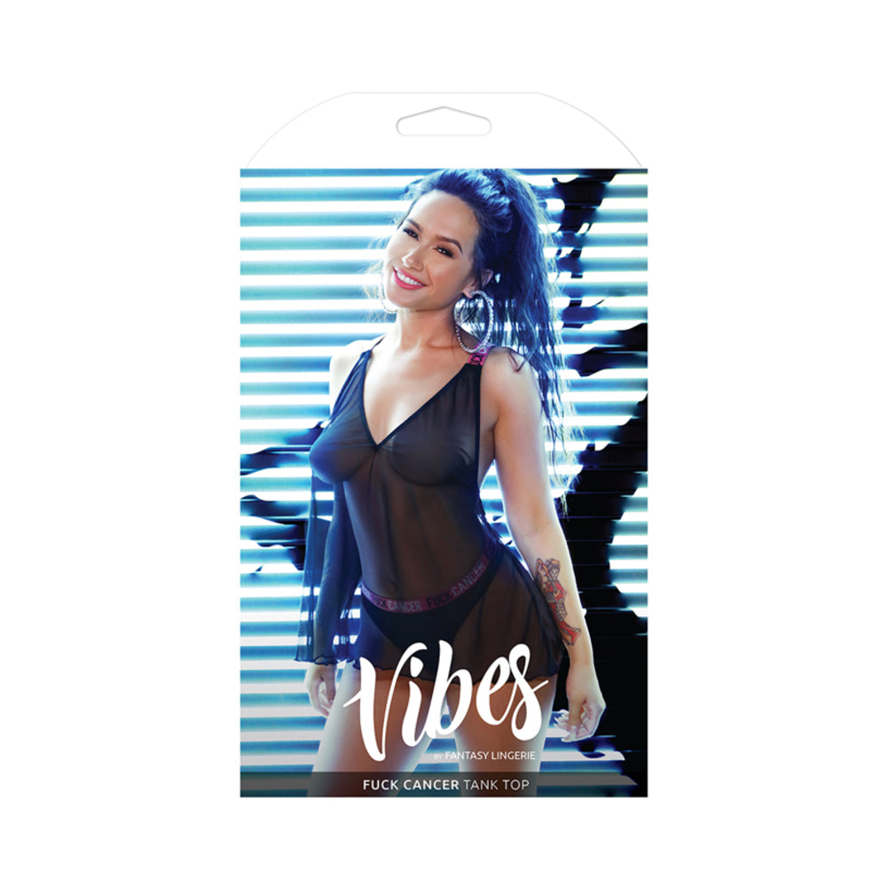 Vibes Fuck Cancer Racerback Tank Top Blk L/xl