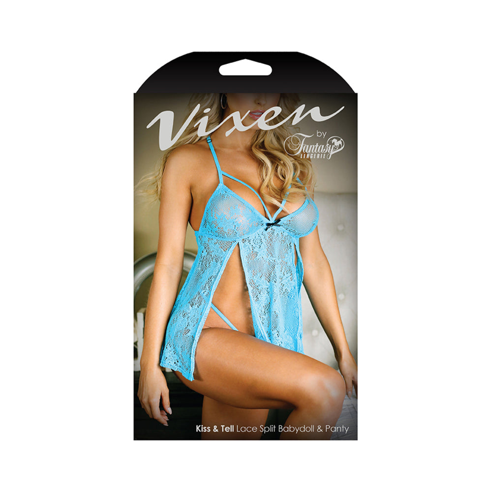 Vixen Kiss & Tell Lace Split Babydoll & Panty L/xl
