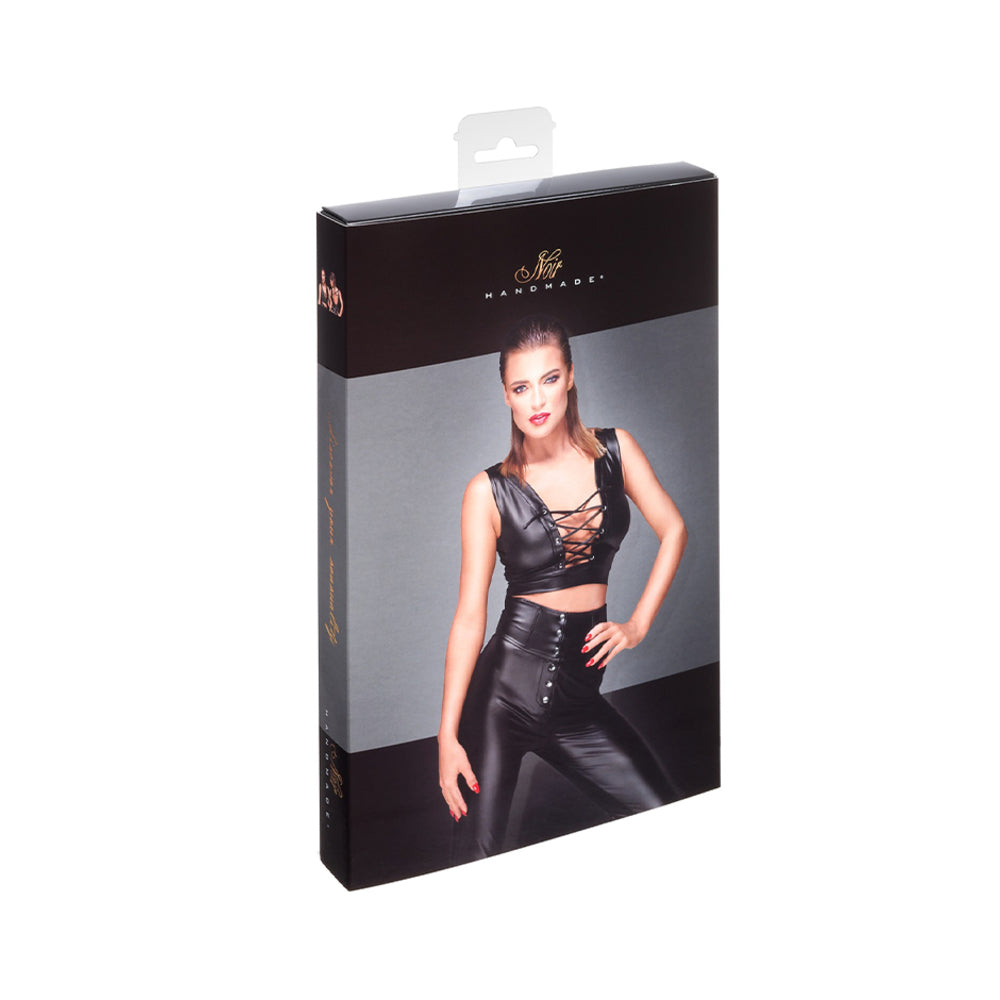 Noir Handmade Powerwetlook Top With Lacing Xl