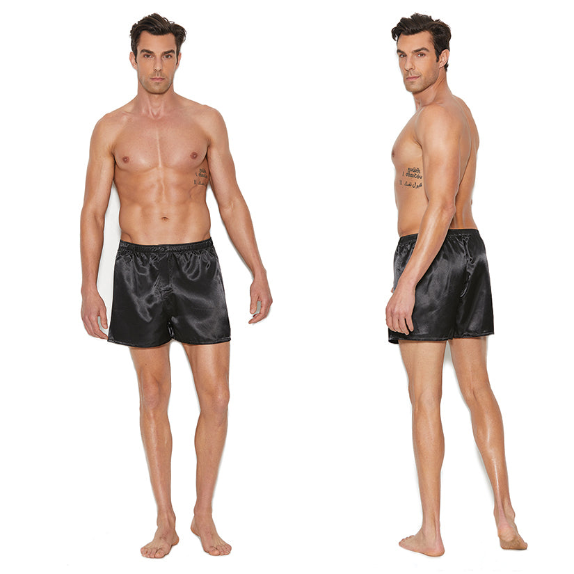 Charmeuse Satin Unisex Boxer Short-Black Large