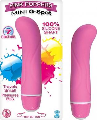 Pink Poppers Mini G Spot Silicone Vibrator Waterproof 5 Inch Pink