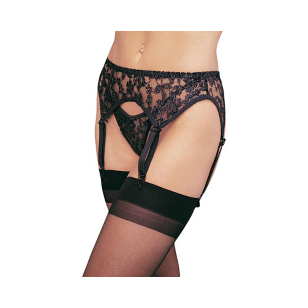 Lace Garter Belt Thong Plus Size Black